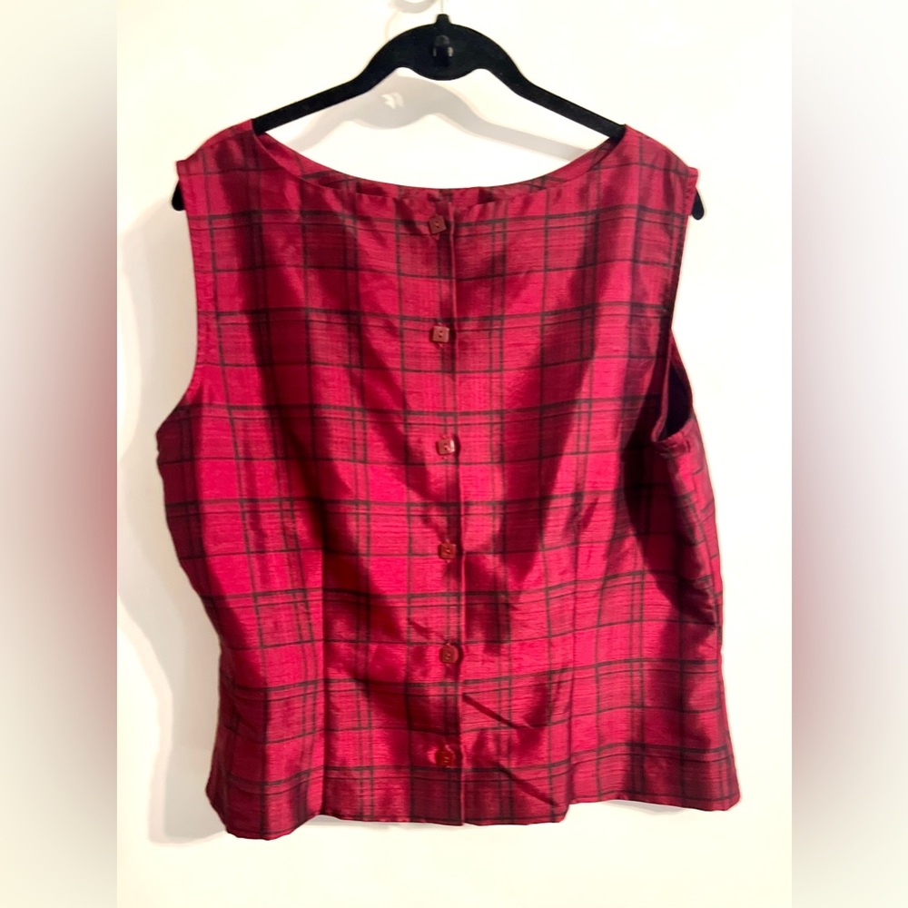 Vintage Giorgio Fiorliri Women's Red Plaid Vest-Button Top-Size Large
